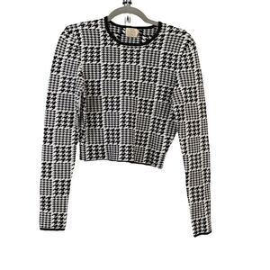 Torn by Ronny Kobo houndstooth cropped sweater size S/M